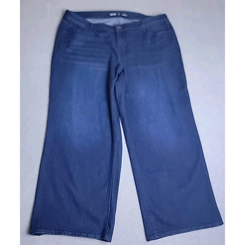 Old Navy Jeans Womens 22 Petite 43x29 Wide Leg High Rise Dark‎ Blue Cotton Boho